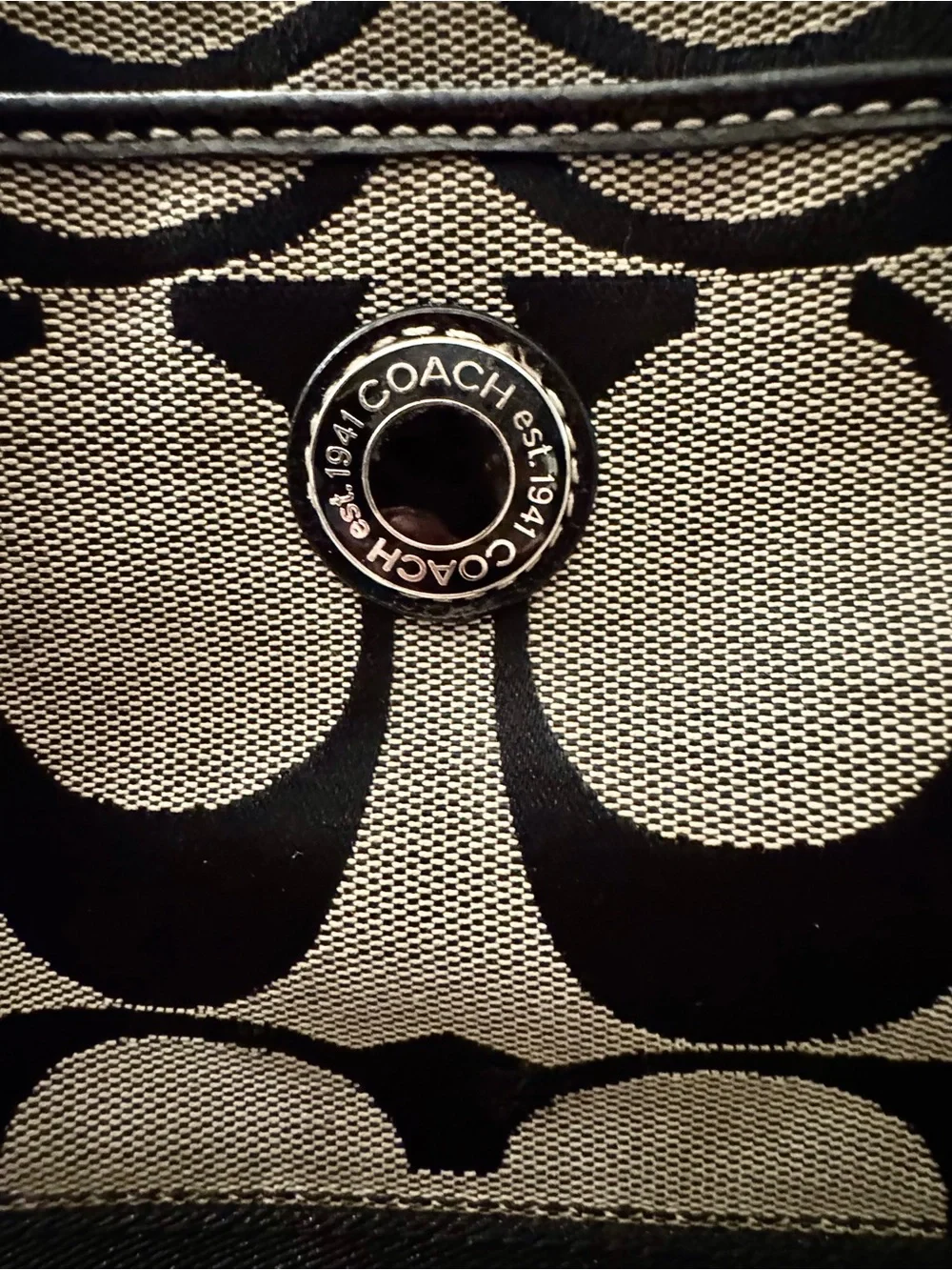 Coach Signature Black Khaki Swingpack Crossbody Bag